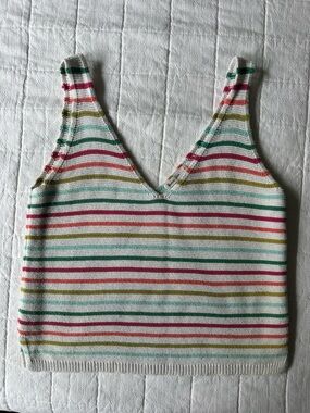 Marine Layer Striped Knit V-Neck Sweater Tank Top